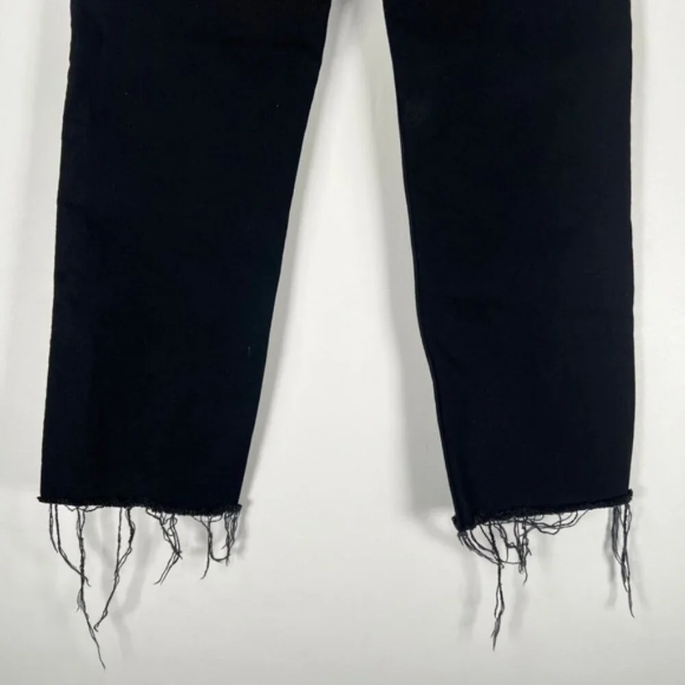 NWOT RE/DONE ORIGINALS Stove Pipe High Rise Raw Hem Jet Black SELF/CORP Jeans 26
